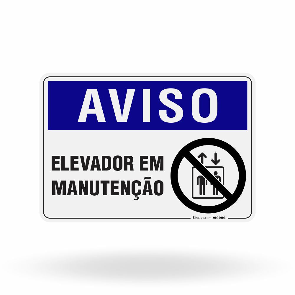 Placa Aviso - Elevador em Manutenção