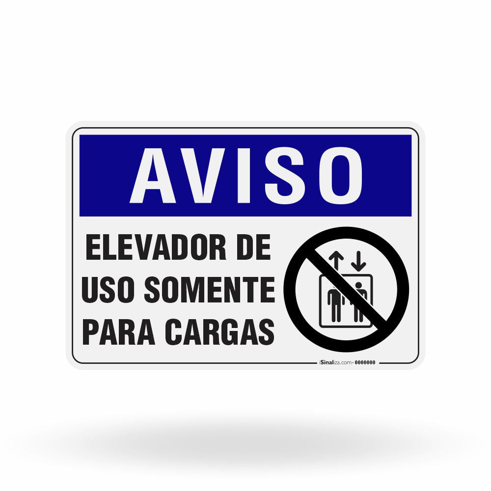 Placa Aviso - Elevador de Uso Somente Para Cargas