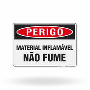 Placa Perigo - Material Inflamável Não Fume