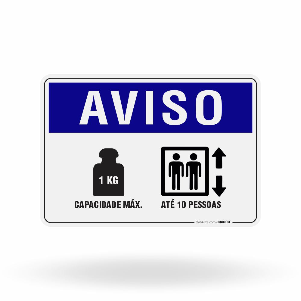 Placa Aviso - Carga Máxima Até 10 Pessoas