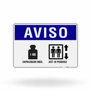 Placa Aviso - Carga Máxima Até 10 Pessoas