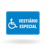 Placa de Sinalização "Sanitário Vestiário Especial" - Acessibilidade (PCD)
