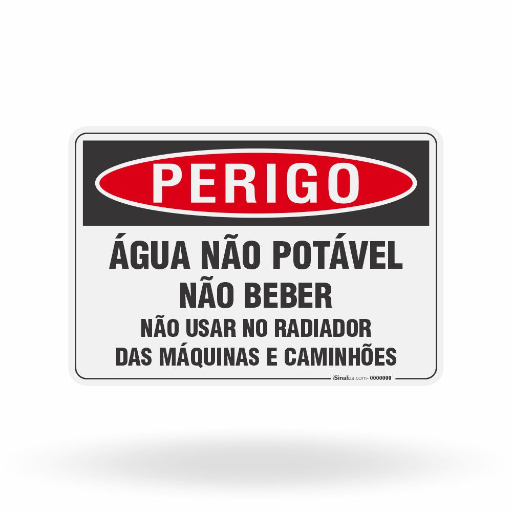 Placa Perigo - Água Não Potável Não Beber