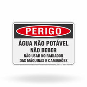 Placa Perigo - Água Não Potável Não Beber