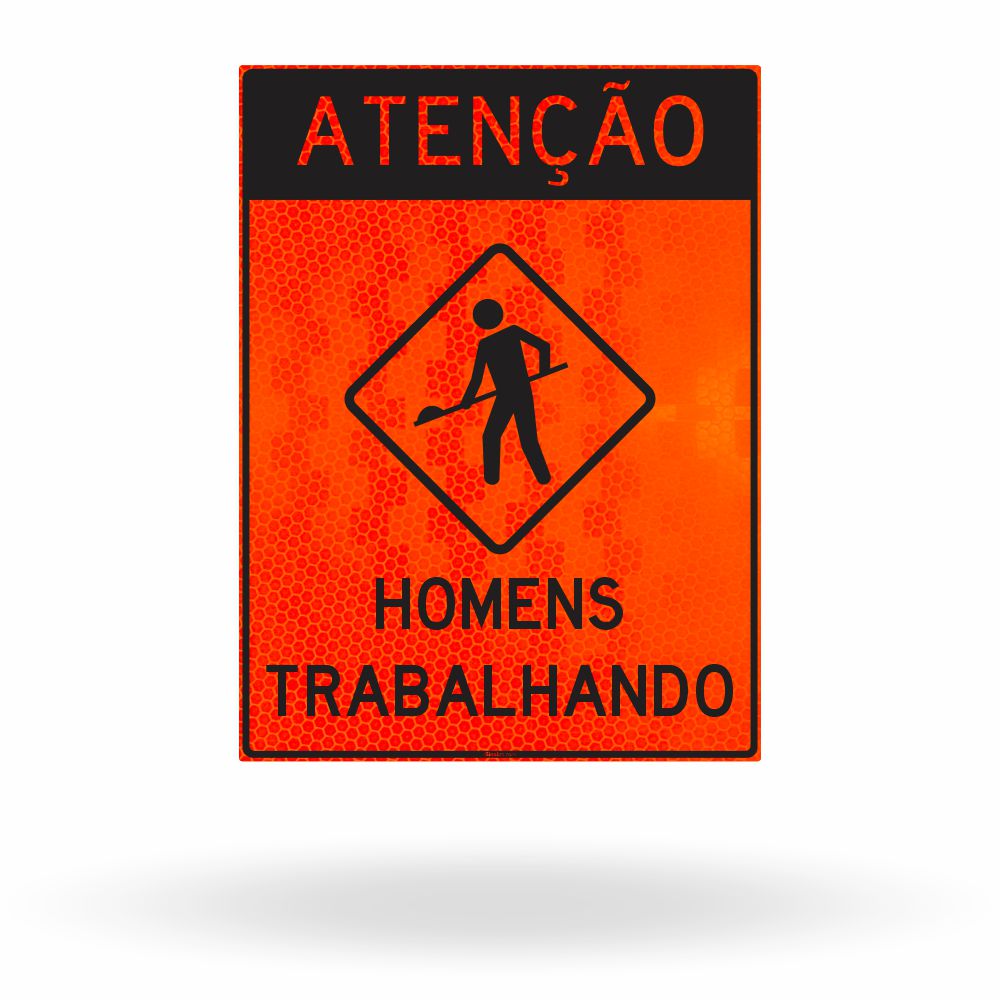 Placa de Obra Refletiva Atenção Homens Trabalhando 75x100 cm