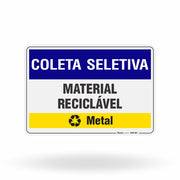Placa Coleta Seletiva - Material Reciclável (Metal)