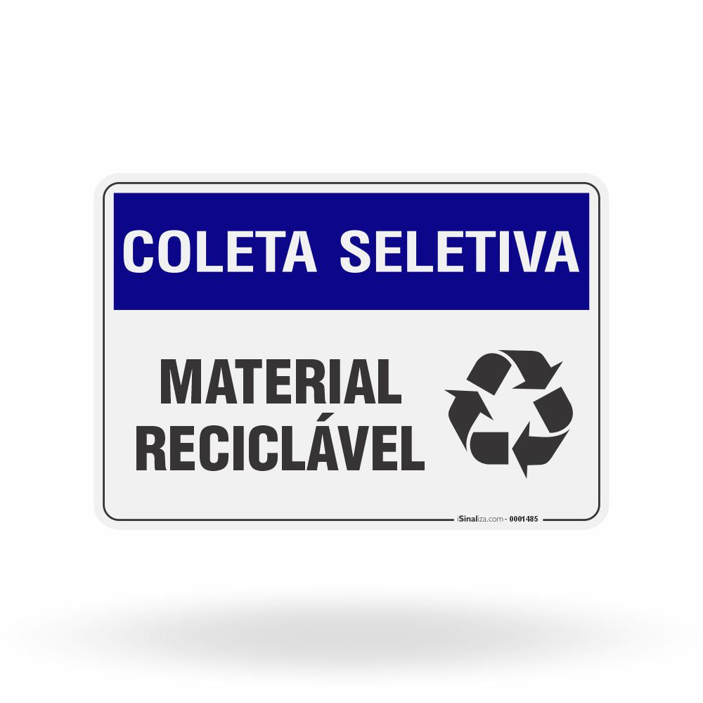 Placa Coleta Seletiva - Material Reciclável