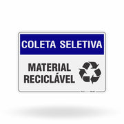 Placa Coleta Seletiva - Material Reciclável