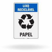 Placa Lixo Reciclável - Símbolo Universal Vertical (Papel)
