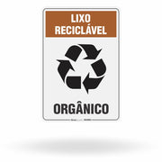 Placa Lixo Reciclável - Símbolo Universal Vertical (Orgânico)