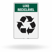 Placa Lixo Reciclável - Símbolo Universal Vertical