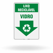 Placa Lixo Reciclável - Seta Vertical (Vidro)