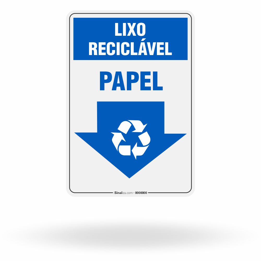 Placa Lixo Reciclável - Seta Vertical (Papel)