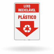 Placa Lixo Reciclável - Seta Vertical (Plástico)