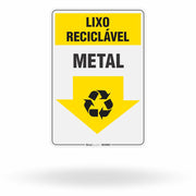Placa Lixo Reciclável - Seta Vertical (Metal)