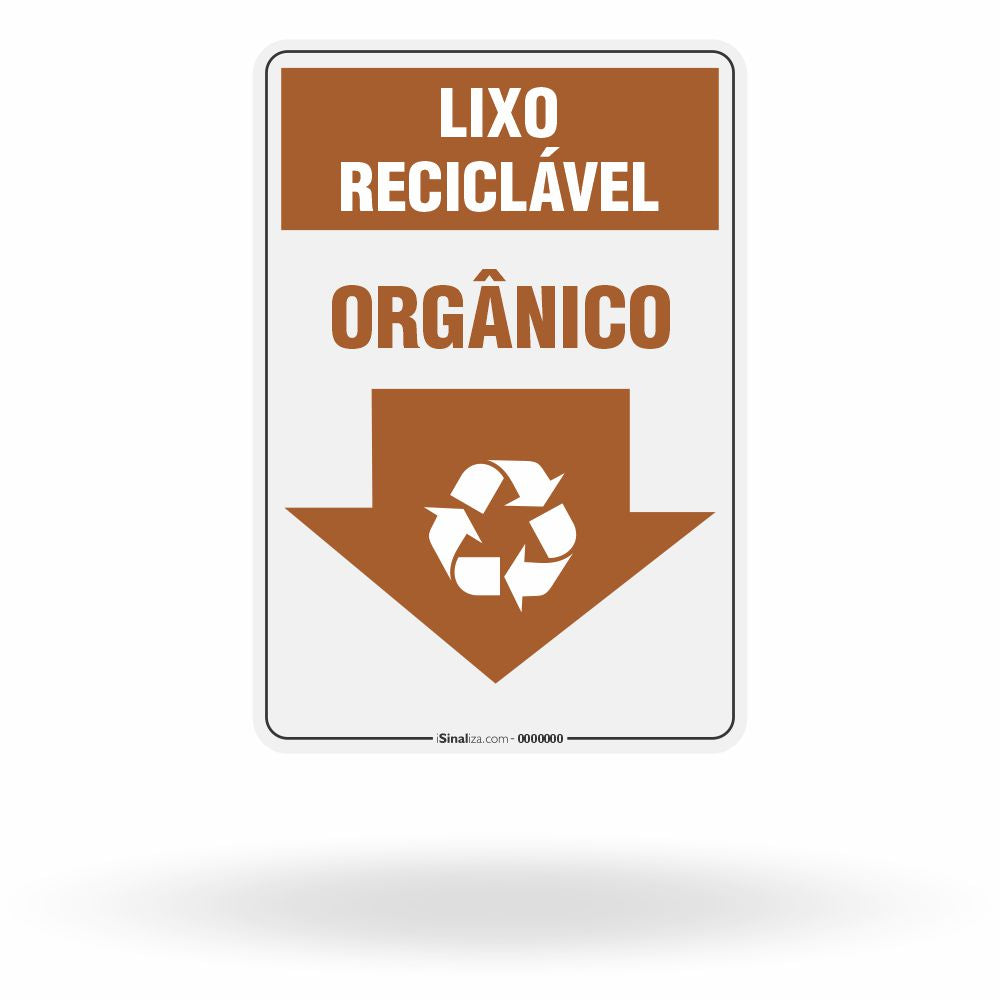 Placa Lixo Reciclável - Seta Vertical (Orgânico)