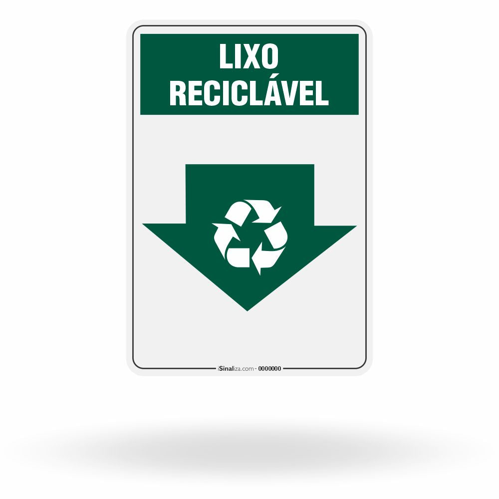 Placa Lixo Reciclável - Seta Vertical