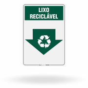 Placa Lixo Reciclável - Seta Vertical