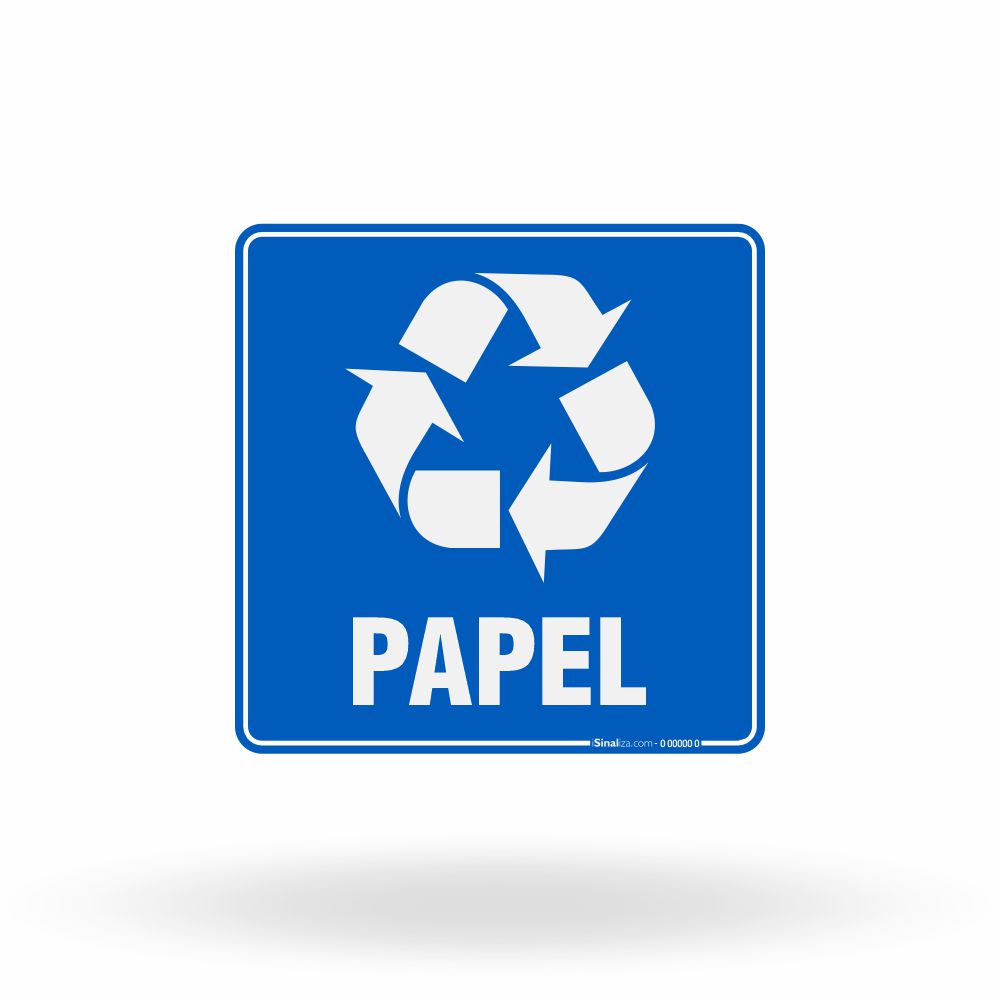 Placa Lixo Reciclável - Símbolo Universal (Papel)