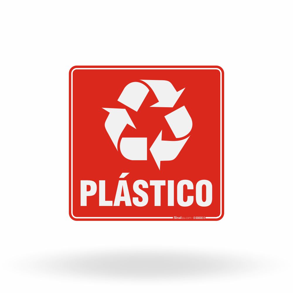 Placa Lixo Reciclável - Símbolo Universal (Plástico)