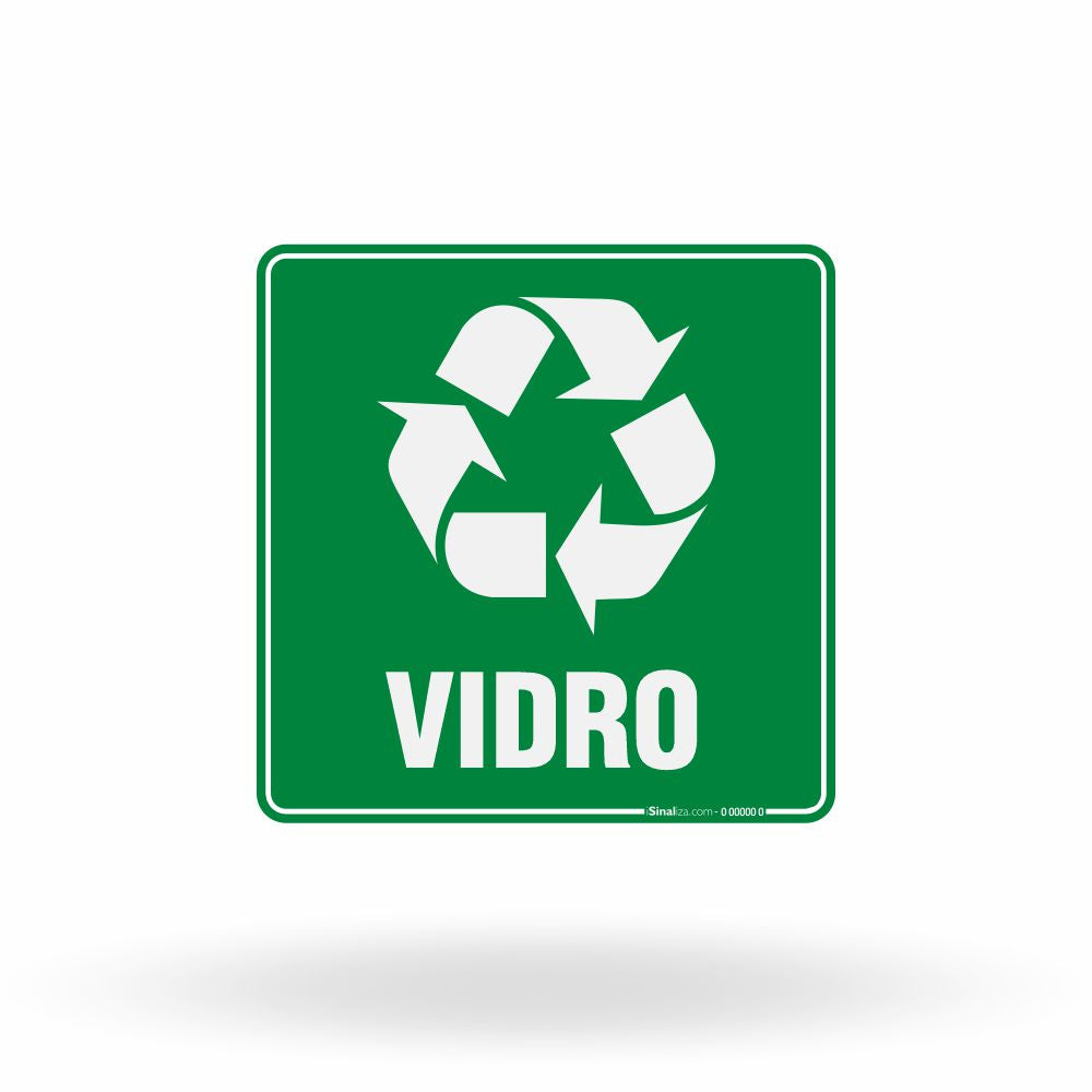 Placa Lixo Reciclável - Símbolo Universal (Vidro)
