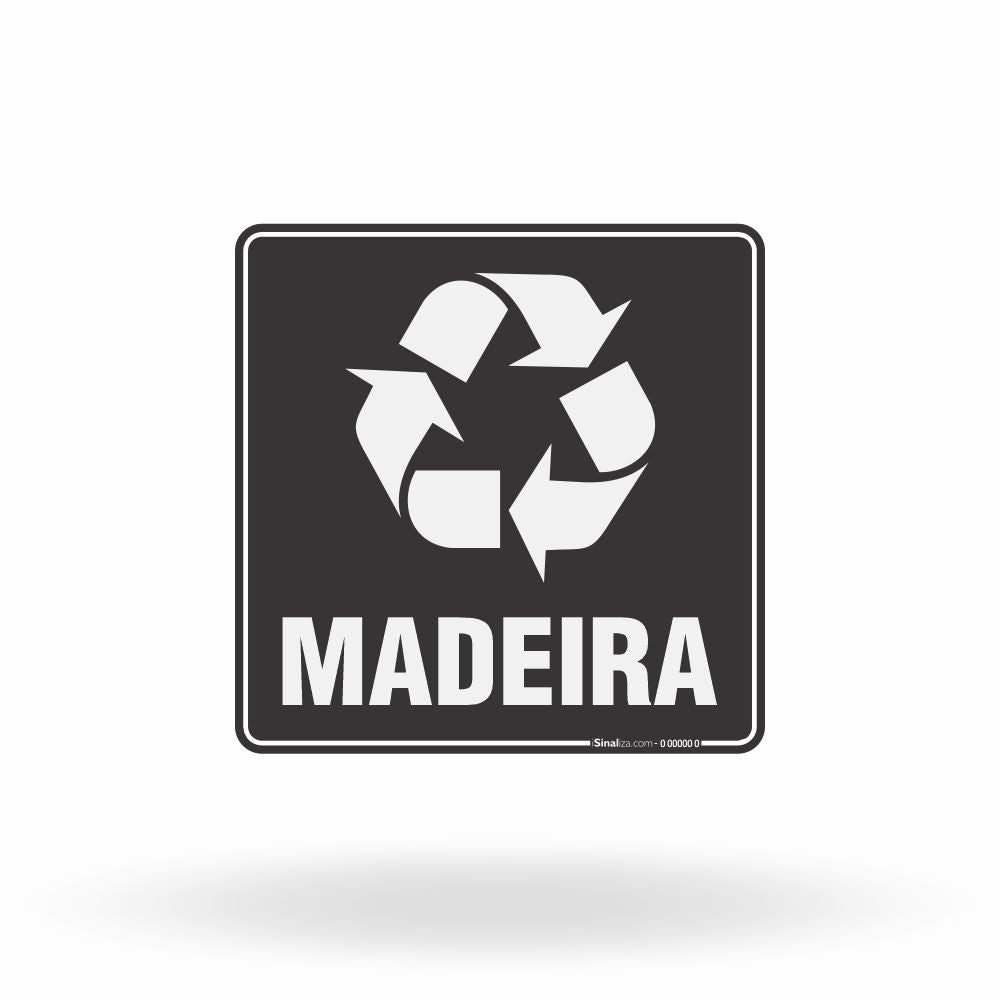 Placa Lixo Reciclável - Símbolo Universal (Madeira)
