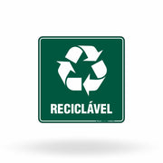 Placa Lixo Reciclável - Símbolo Universal (Reciclável)