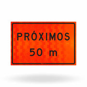 Placa de Obra Refletiva Próximos 120x80 cm