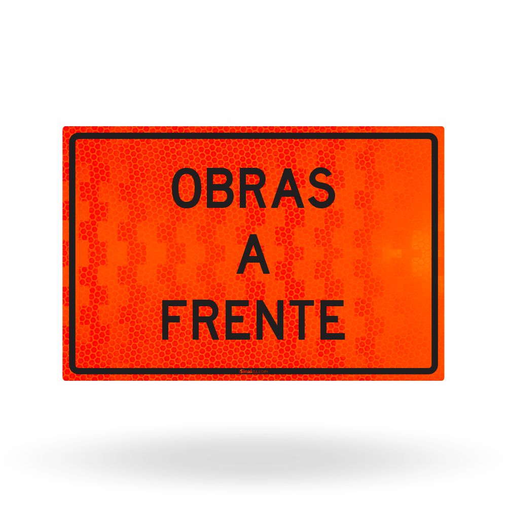 Placa de Obra Refletiva Obras à Frente 120x80 cm