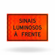 Placa de Obra Refletiva Sinais Luminosos à Frente 120x80 cm