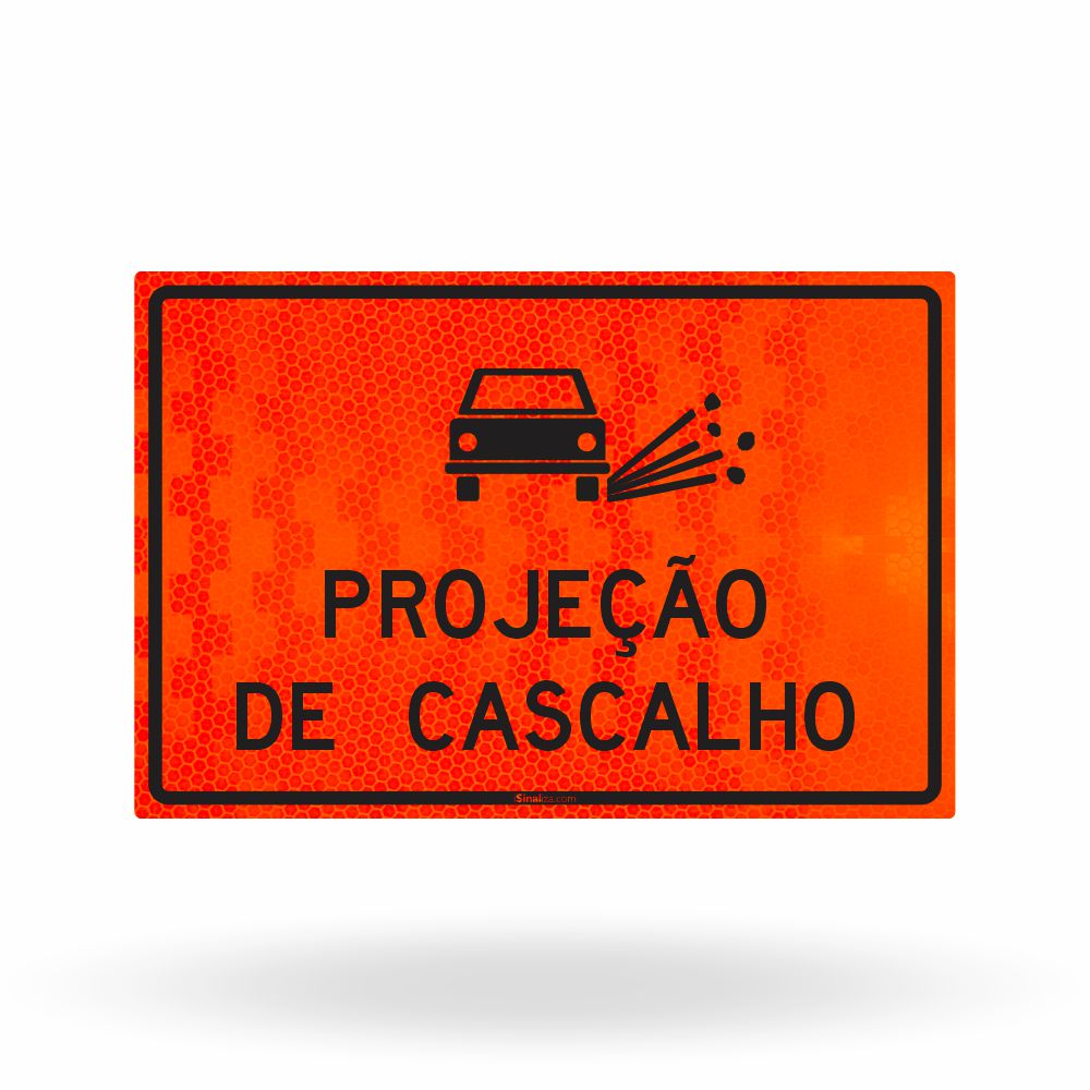Placa de Obra Refletiva Projeção de Cascalho 120x80 cm