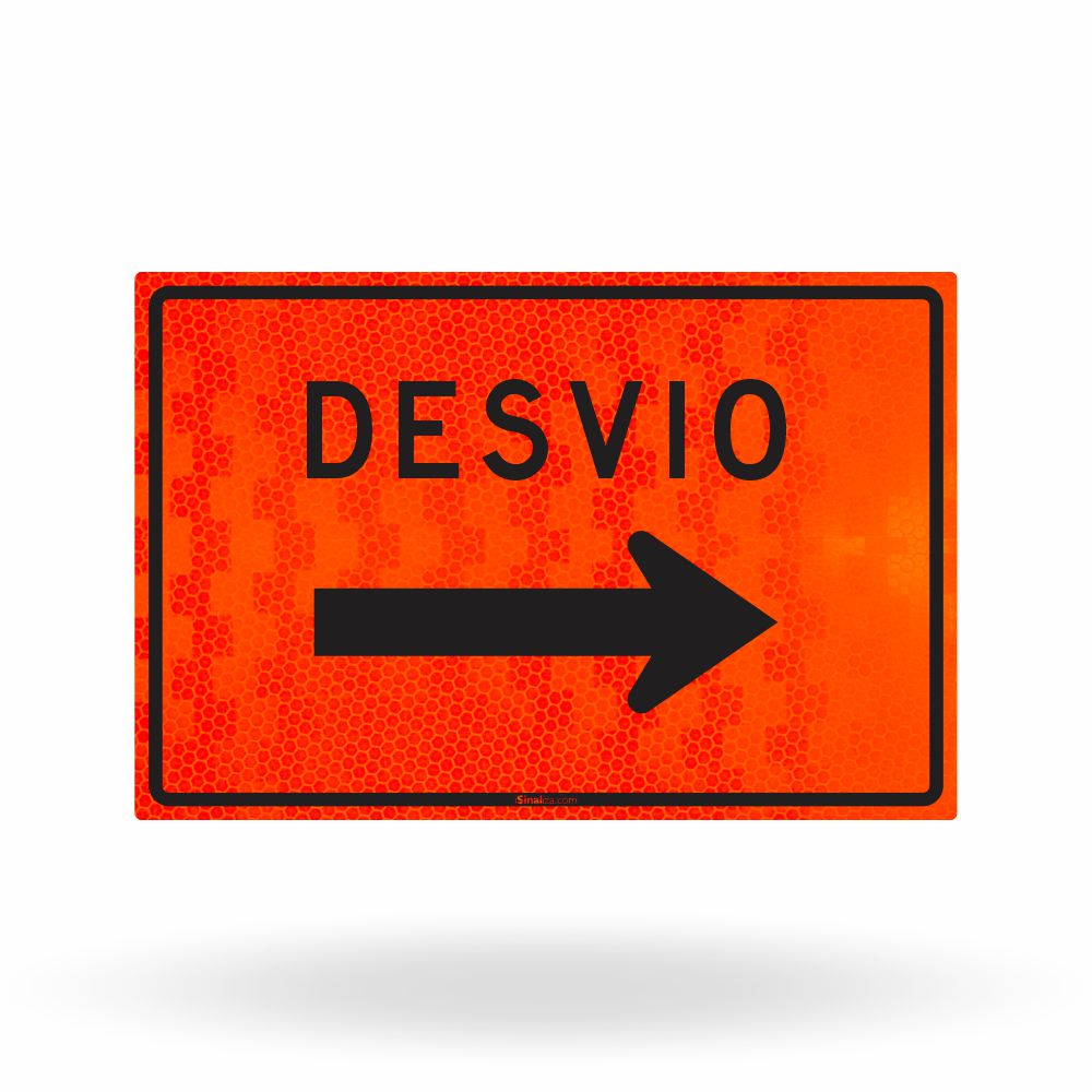 Placa de Obra Refletiva Desvio Direita 120x80 cm