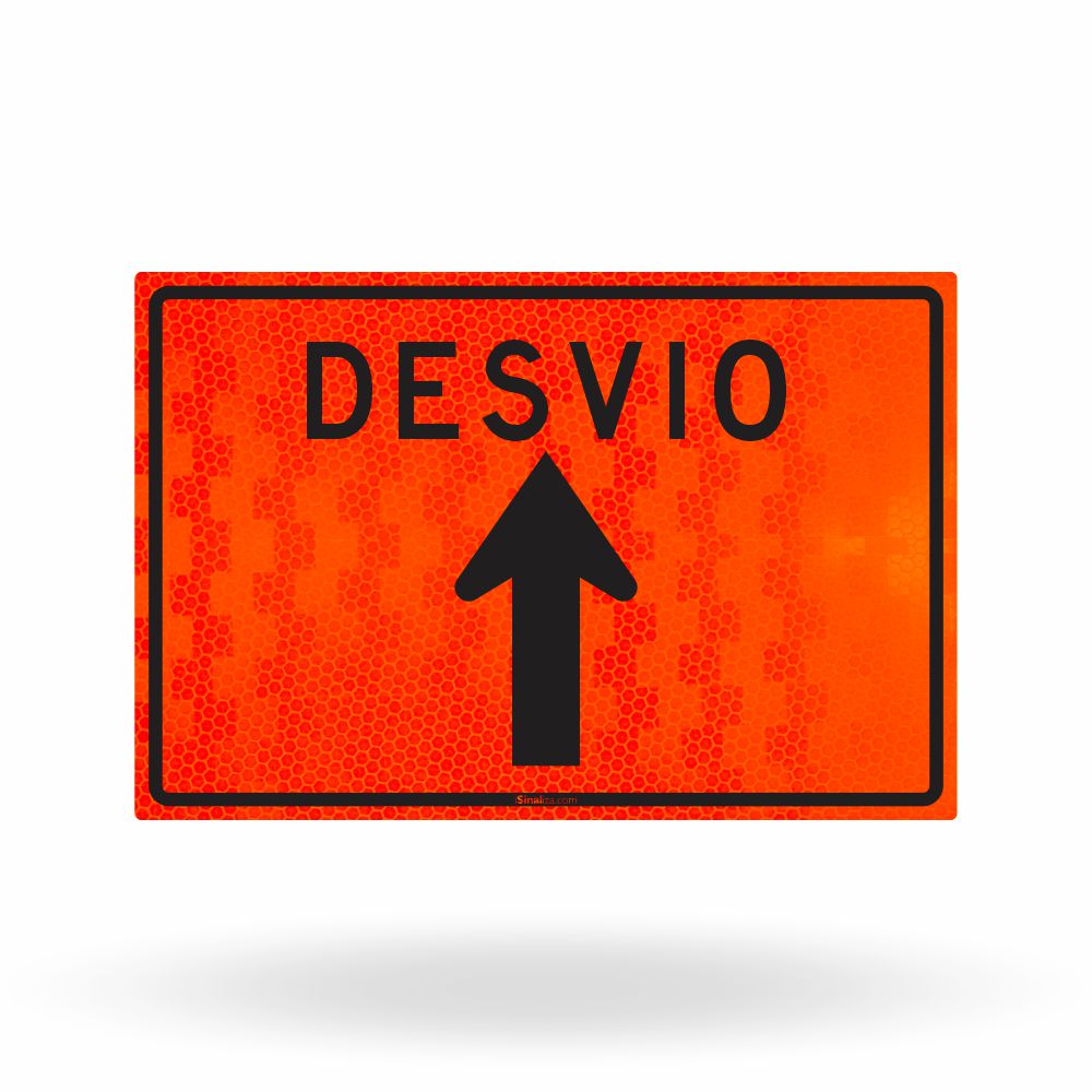 Placa de Obra Refletiva Desvio à Frente 120x80 cm