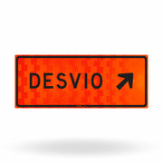 Placa de Obra Refletiva Tipo I Desvio à Direita Diagonal 100x40 cm