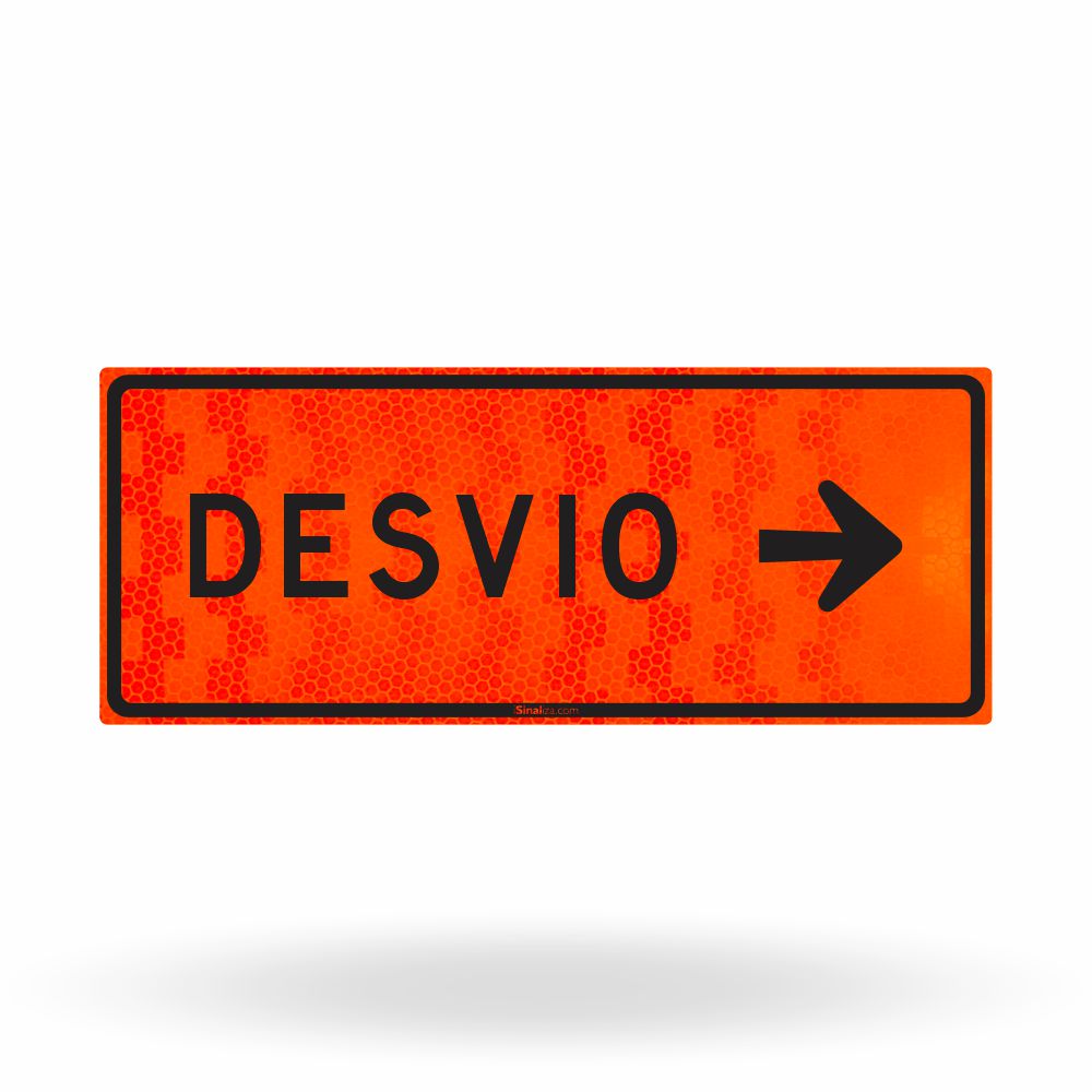 Placa de Obra Refletiva Tipo I Desvio à Direita 100x40 cm