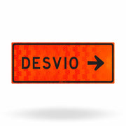 Placa de Obra Refletiva Tipo I Desvio à Direita 100x40 cm
