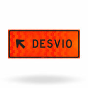 Placa de Obra Refletiva Tipo I Desvio à Esquerda Diagonal 100x40 cm