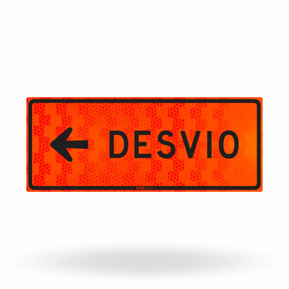 Placa de Obra Refletiva Tipo I Desvio à Esquerda 100x40 cm