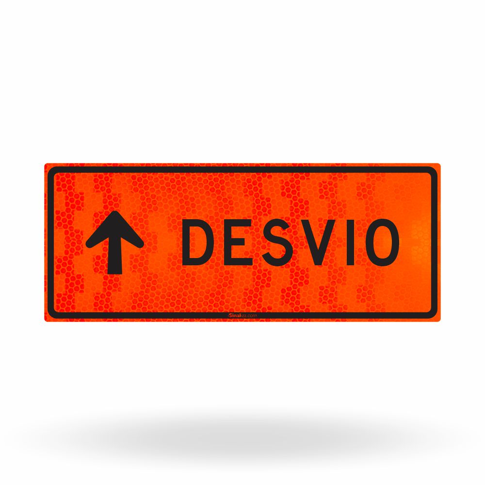 Placa de Obra Refletiva Tipo I Desvio à Frente 100x40 cm