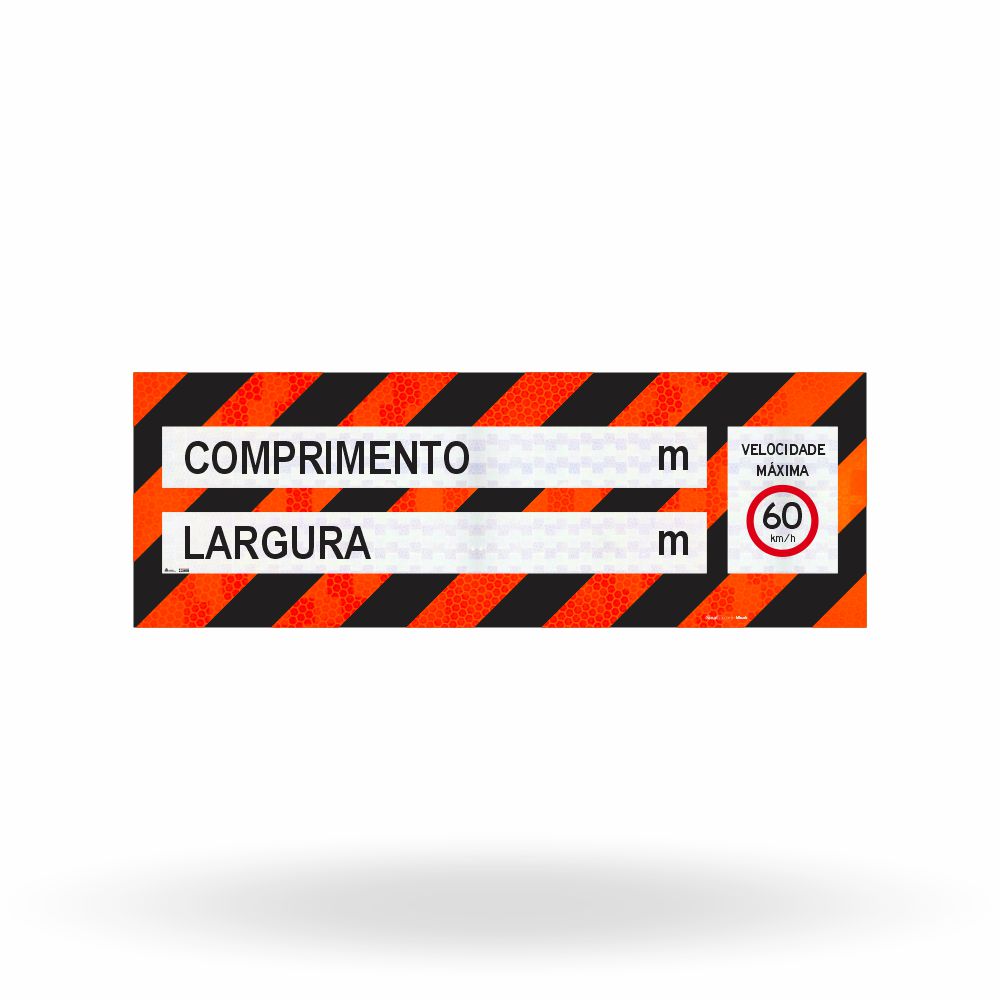 Faixa Adesiva Refletivo Traseiro Completo "Veículo Longo - Largura, Comprimento e Velocidade" CONTRAN 882 (2,30 x 0,80 m) (Cópia)
