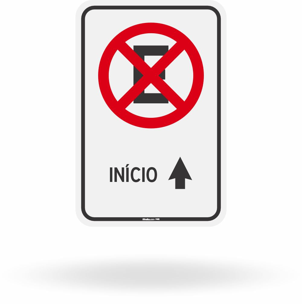 Placa R-6a Proibido Parar e Estacionar Início