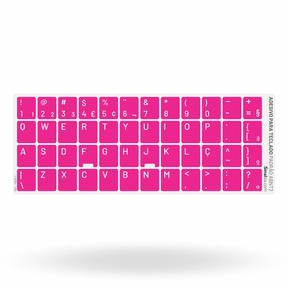 Adesivo Português Teclado Padrão ABNT2 - Cor Rosa e Branco