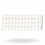 Adesivo Português Teclado Padrão ABNT2 - Cor Branco e Laranja