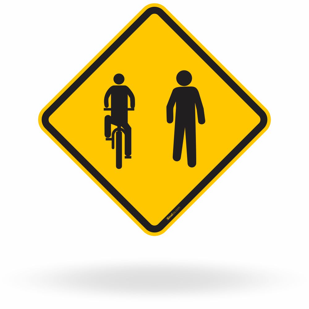 Placa Trânsito Compartilhado por Ciclistas e Pedestres (A-30c)