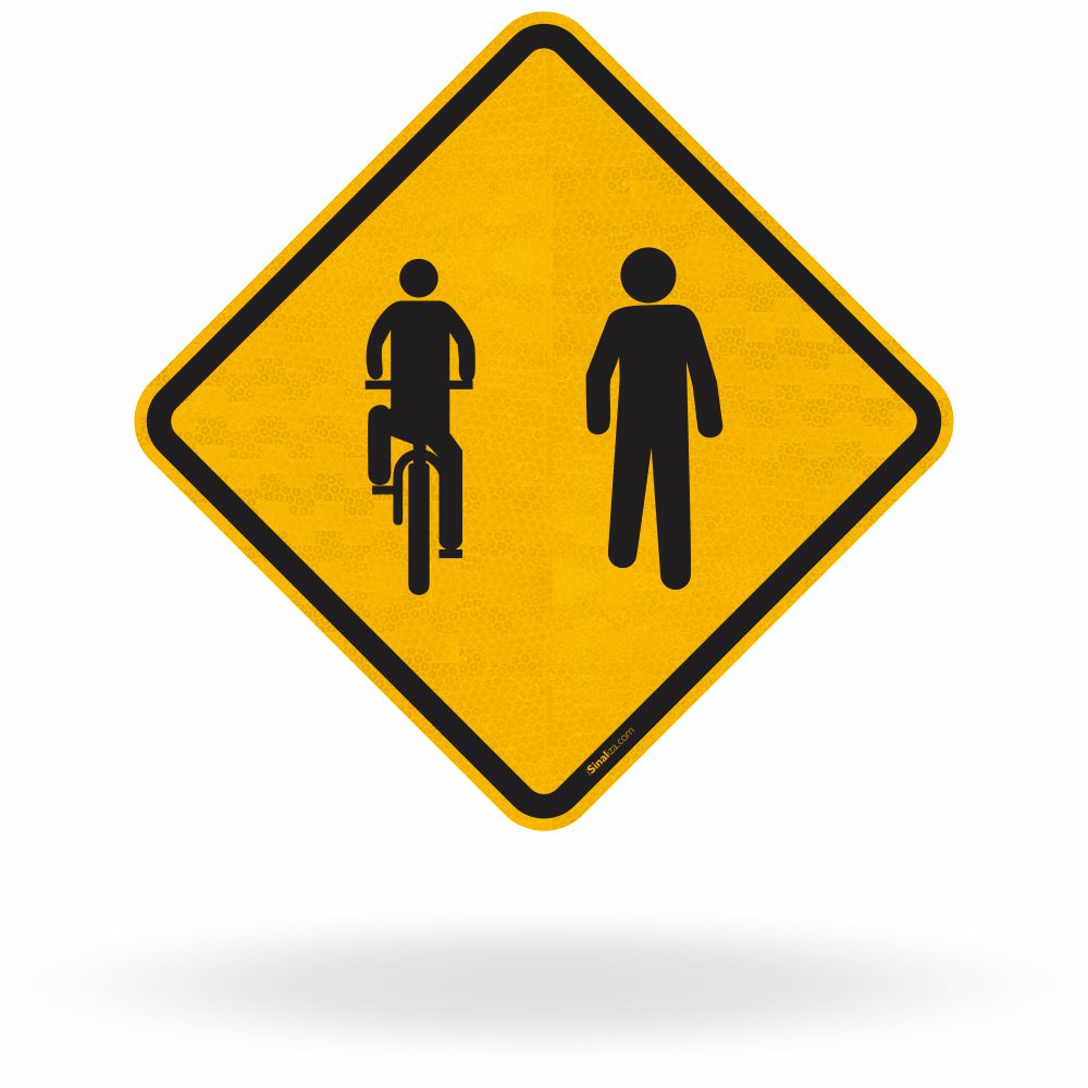 Placa Trânsito Compartilhado por Ciclistas e Pedestres (A-30c)