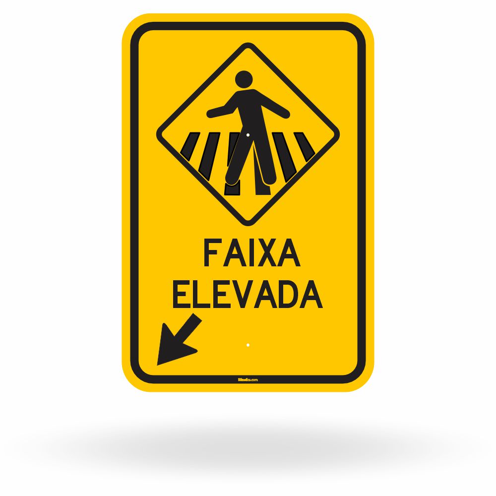 Placa Passagem de Pedestres (Faixa Elevada) - Seta Esquerda (A-32b)
