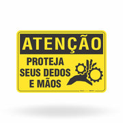 Placa Atenção - Proteja Seus Dedos e Mãos