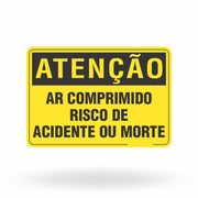 Placa Atenção - Ar Comprimido Risco de Acidente ou Morte