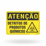 Placa Atenção - Detritos de Produtos Químicos