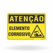 Placa Atenção - Elemento Corrosivo